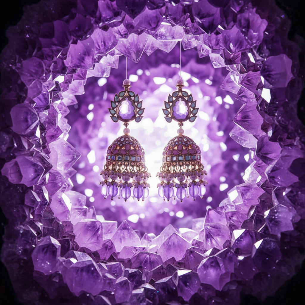 Lila Jhumka - Amethist