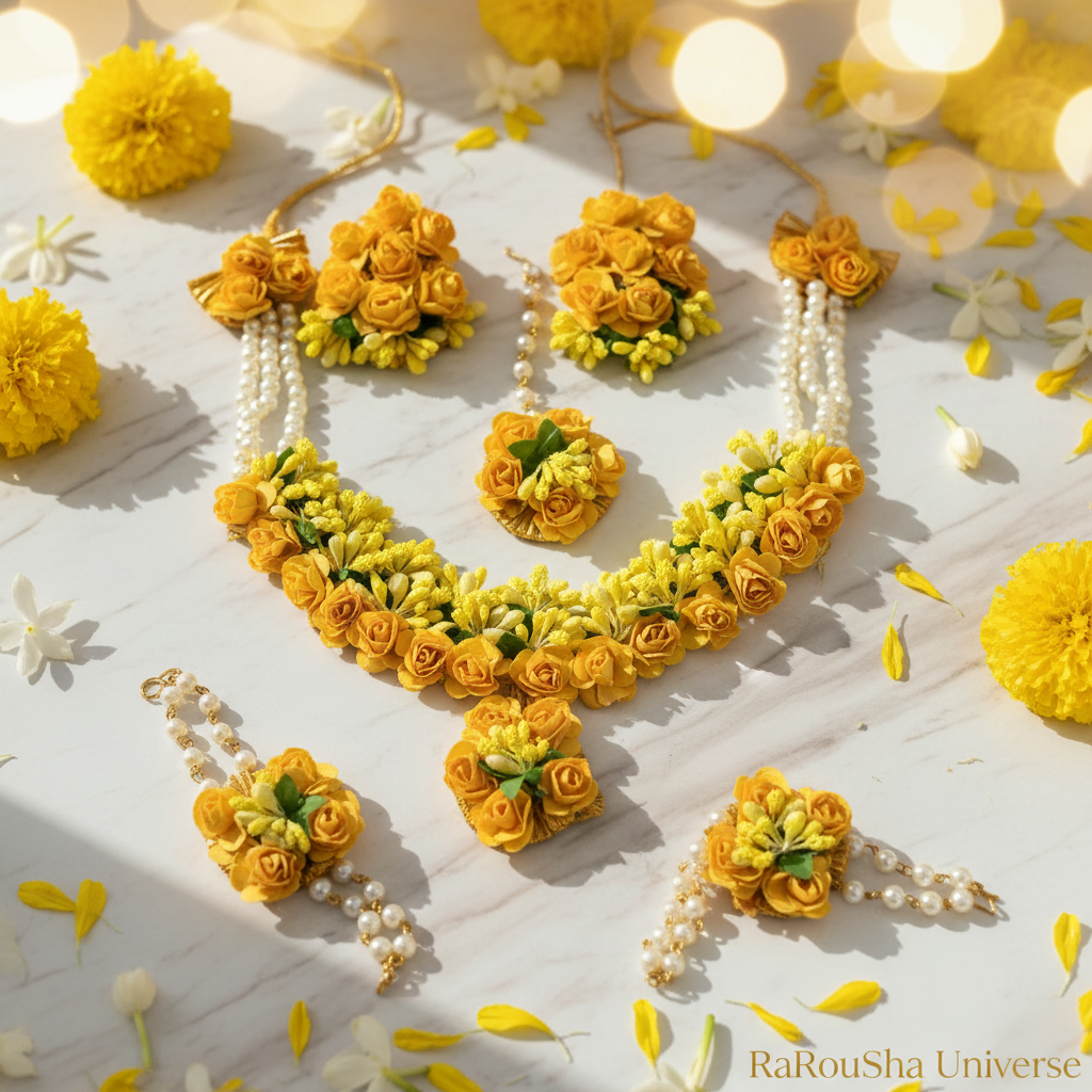 Luxe gele bloemen bruidset wit marmer RaRouSha