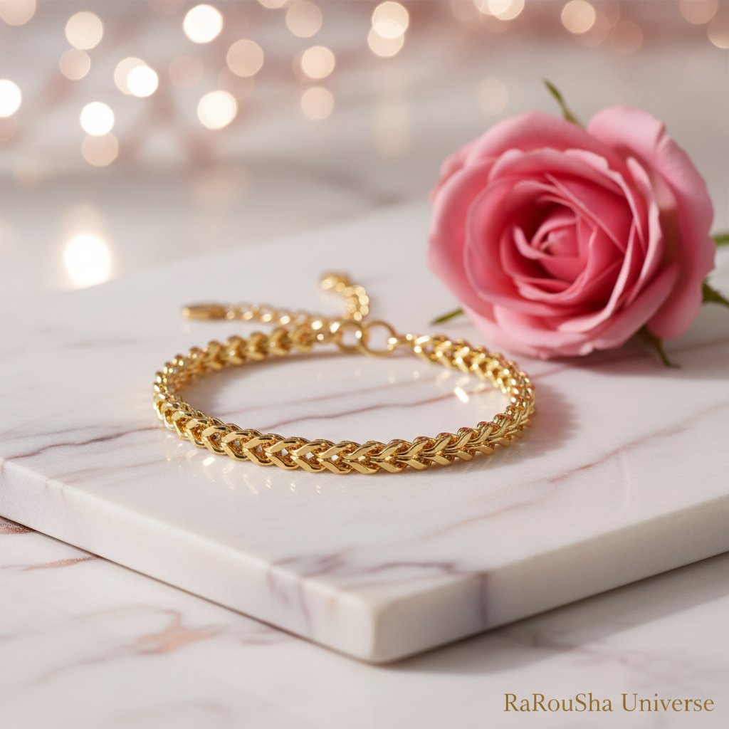 Luxe gouden armband marmer roos RaRouSha
