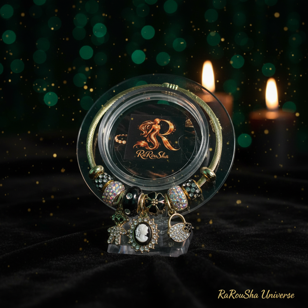Luxe gouden bangle camee Victoriaans kaarslicht RaRouSha