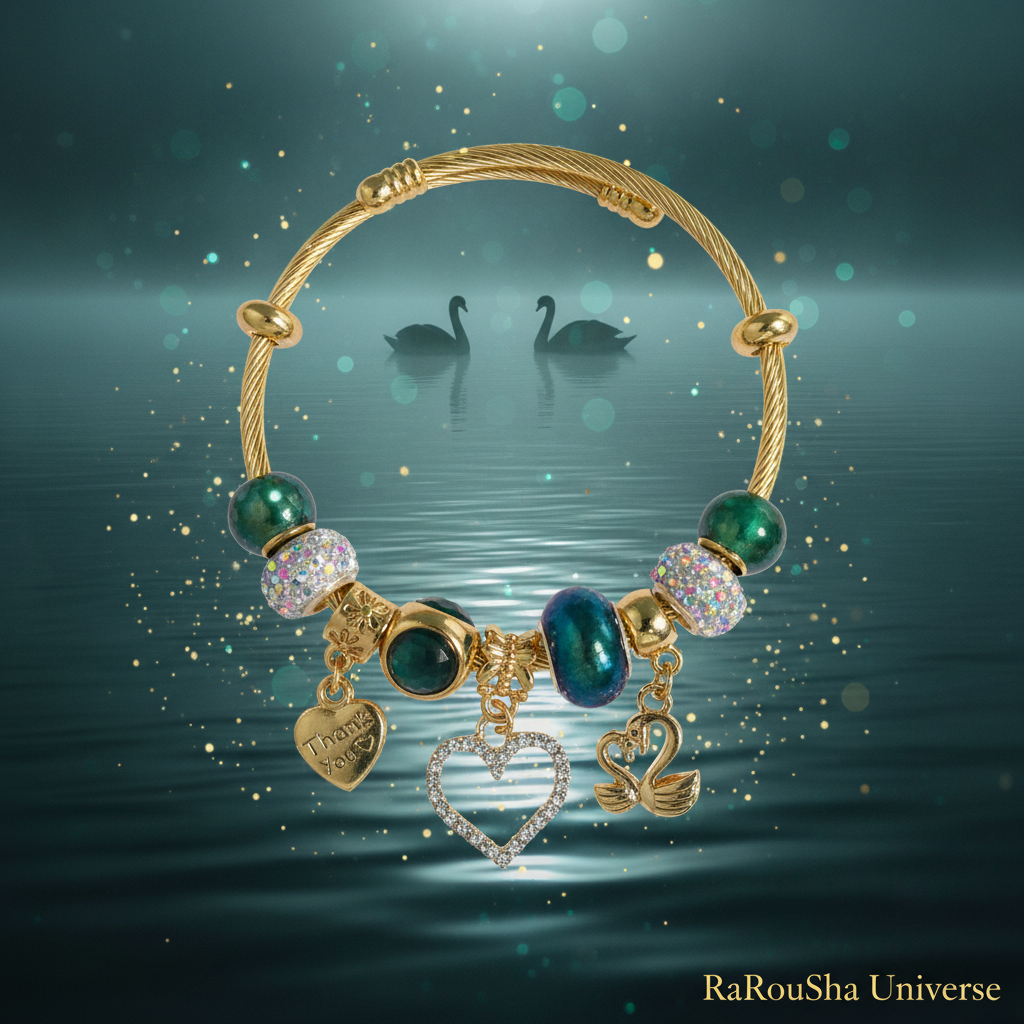 Luxe gouden bangle zwaan romantisch maanlicht RaRouSha