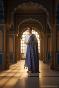 Luxe kobaltblauwe patola dupatta paleis editorial RaRouSha
