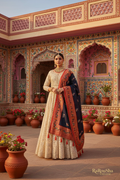 Luxe marineblauw pichwai folk dupatta Rajasthani dorp editorial RaRouSha