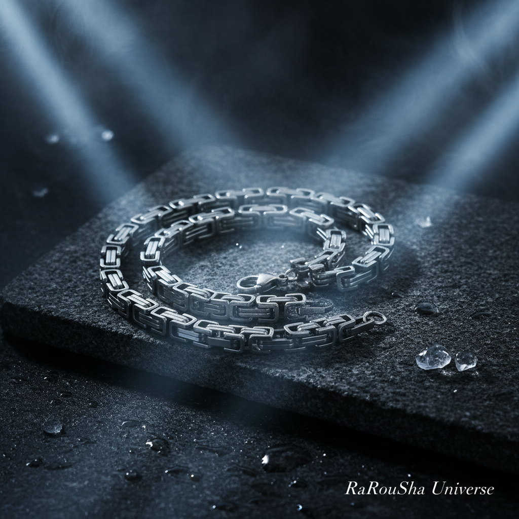 Luxe stalen byzantijnse armband graniet rook RaRouSha