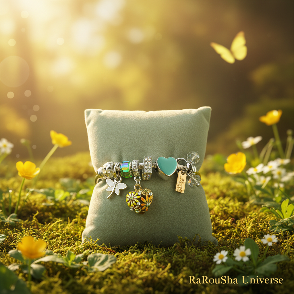 Luxe zilveren charm armband zonnebloem kussen tuin RaRouSha