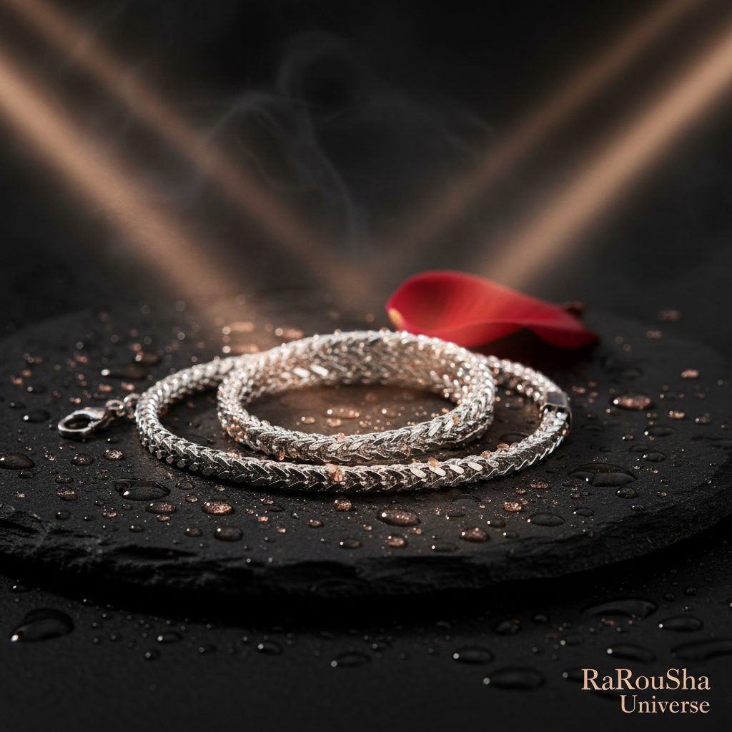 Luxe zilveren dubbele franco armband dramatisch RaRouSha