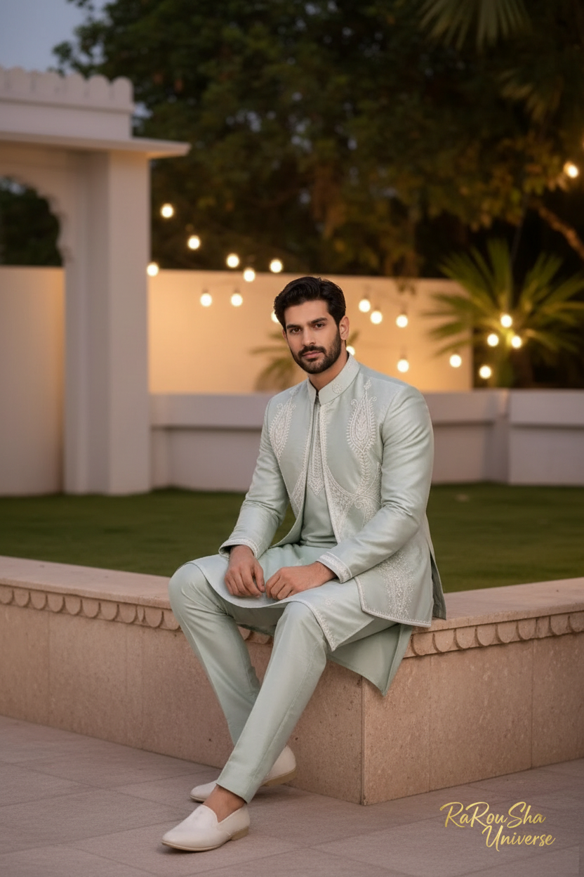 Mintgroen Kurta Jacket - Foto 2 (zittende pose)