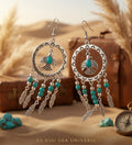 Mini Queens – Boho Thunderbird Oorbellen met Turquoise & Veren