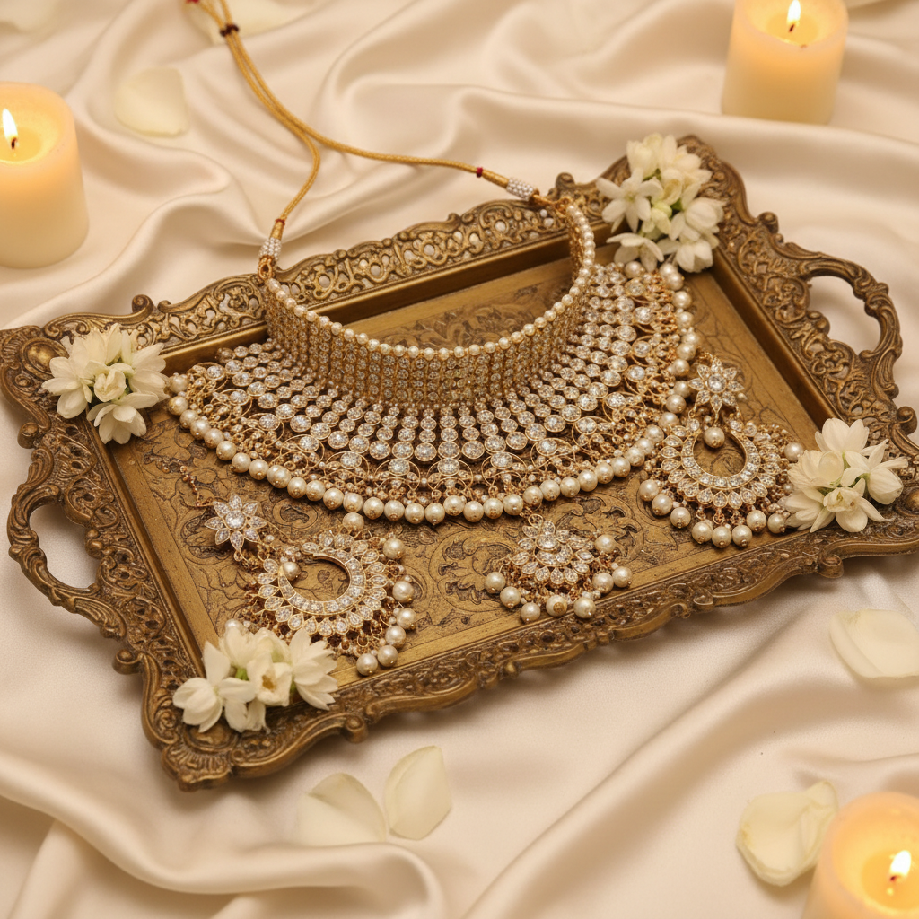 Pearl Gold Choker - Flat Lay