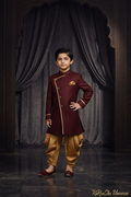 Raja Boys Sherwani Bordeaux Goud - Foto 1