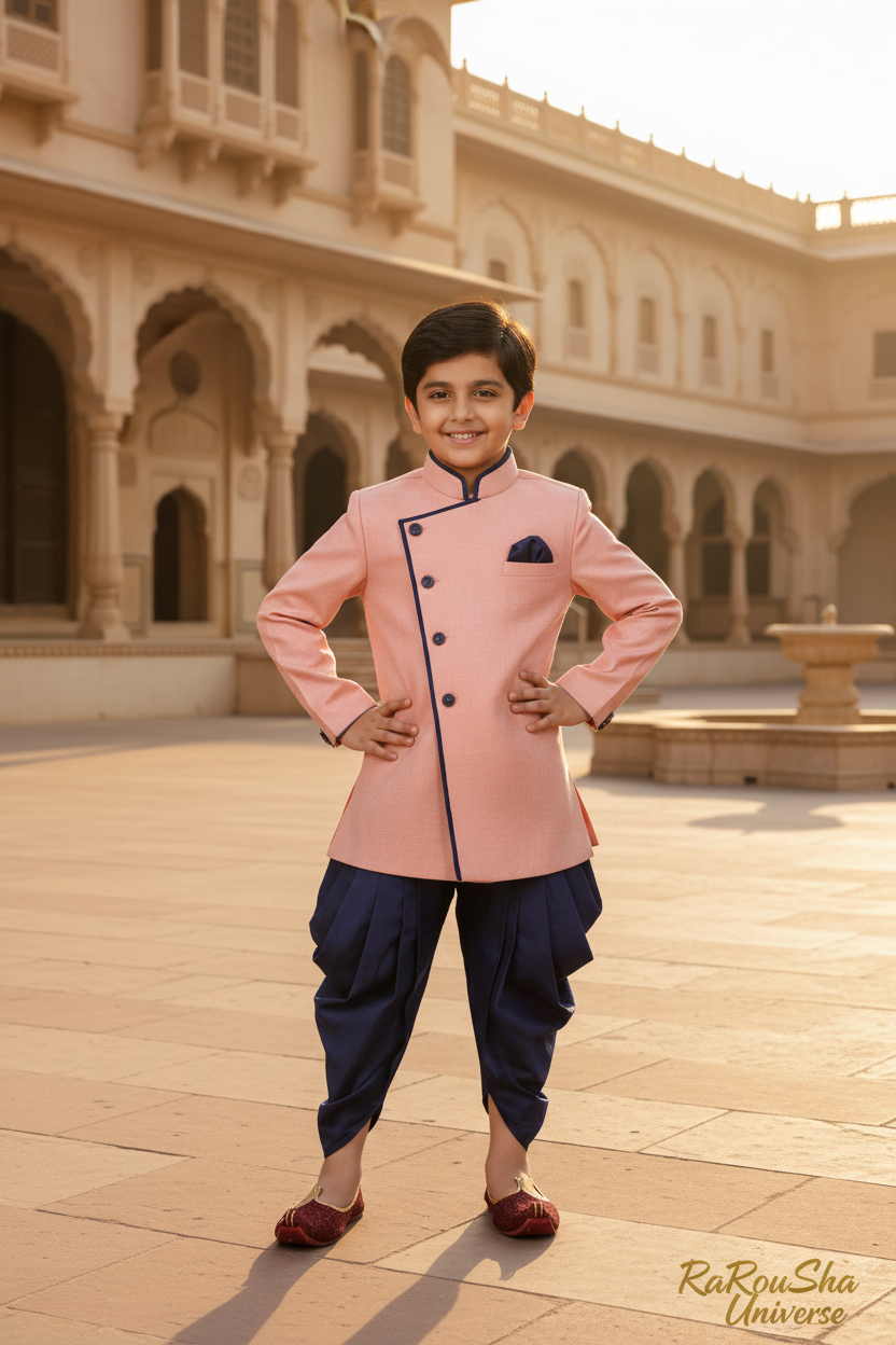 Raja Boys Sherwani Zalm Blauw - Foto 2