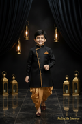 Raja Boys Sherwani Zwart Goud - Foto 1