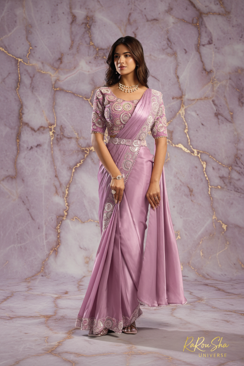 Selene Lilac Saree - Marble + Watermark