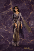 Selene Purple Gold Saree - Marble + Watermark