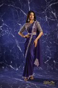 Selene Royal Blue Saree - Marble + Watermark