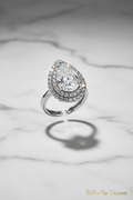 Zilver Wit Druppel Ring - Marmer